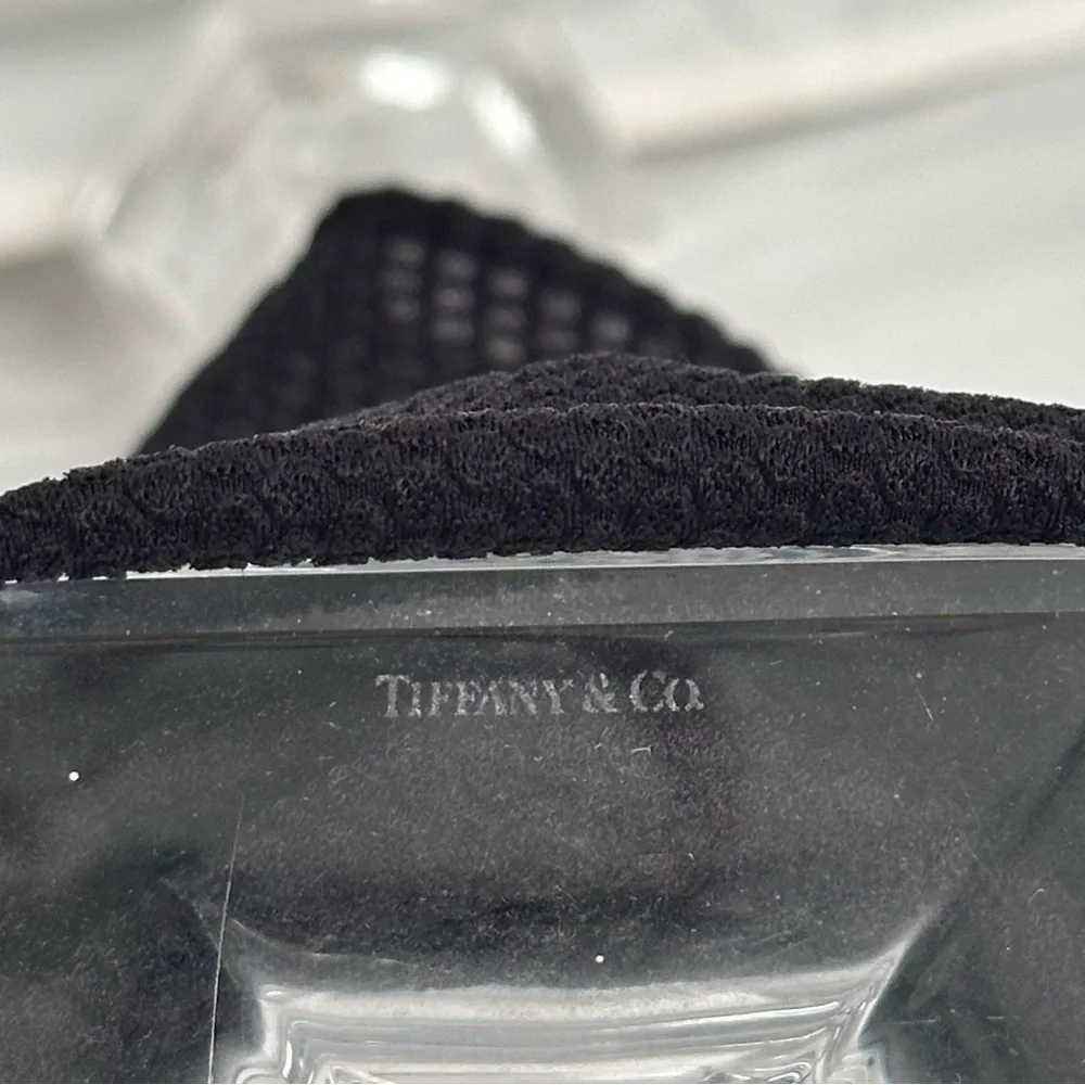 Tiffany and Co Richmond clear crystal etched logo hexagon base candle sticks
